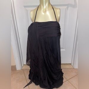 NWT Alice & Olivia Women’s Silk Bustier Drape Halter Top Mini Dress Medium M